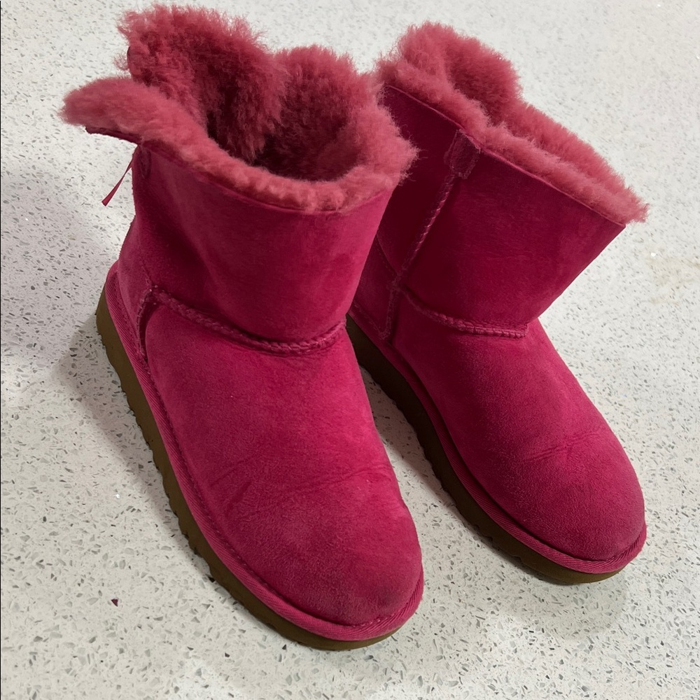 UGG Mini Bailey Bow Fuchsia Winter Boots